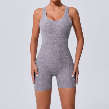 HERA FIT - Autumn Sand Hollow Out Cutout out Beauty Back One Piece Yoga Jumpsuit Skinny Slimming Hip Lifting Fitness One Piece Sportswear for Women