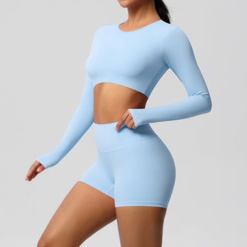HeraFit - Tight Brushed Long Sleeve with Chest Pad /Yoga Set