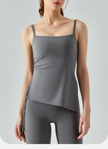 HERA FIT - Pleated Yoga Vest with Chest Pad / Sports Fitness Yoga Top