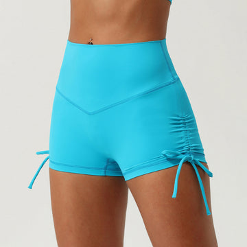 Pleated Drawstring Yoga Shorts Quick Drying / Sport Shorts / Workout Pants