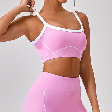 HERA FIT - White Edge Nude Feel Outdoor Sports Underwear Women Shockproof High Strength Spaghetti Strap Beauty Back Yoga Vest