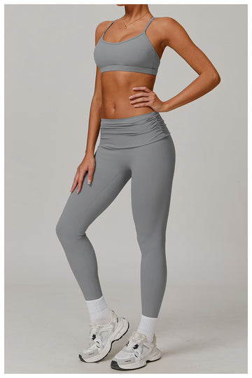 HERA FIT - Sollinarry Folding High Waist Yoga Pants Women Cloud Feeling Belly Contracting Hip Lifting Sports Pants Casual All Matching Exercise Workout Pants