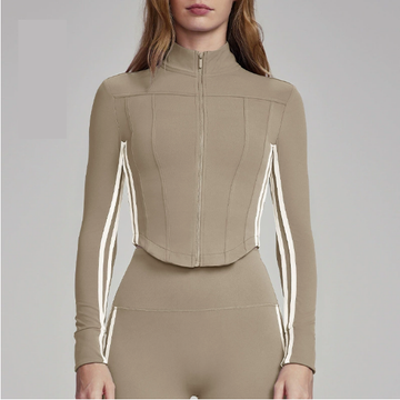HERA FIT - Stand Collar Zipper Yoga Jacket Running Top Slim Fit Slimming Training Workout Long Sleeve Autumn Winter