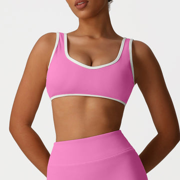 HERA FIT - Yoga Clothes Sports Underwear Contrast Color Gathering Bra Fitness Sports Shockproof High Elastic Top Vest