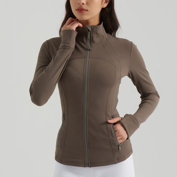 HERA FIT - Yoga Clothes Coat Women Running Cycling Sports Long Sleeve Slim Stand Collar Sports Workout Clothes Women