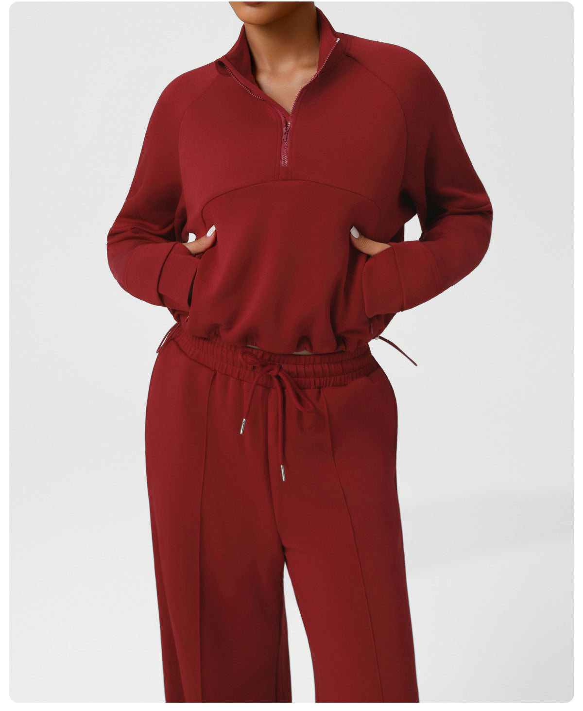 HERA FIT - Sports Pants Sweatshirt Women High Waist Casual Wide Leg Pants Autumn Winter Yoga Workout Clothes Warm Set
