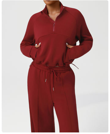 HERA FIT - Sports Pants Sweatshirt Women High Waist Casual Wide Leg Pants Autumn Winter Yoga Workout Clothes Warm Set