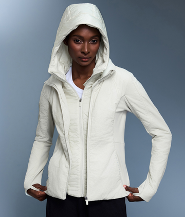 HERA FIT - Faux Two Piece Hooded Sports Cotton Jacket Waterproof Tight Waist Slimming Warm