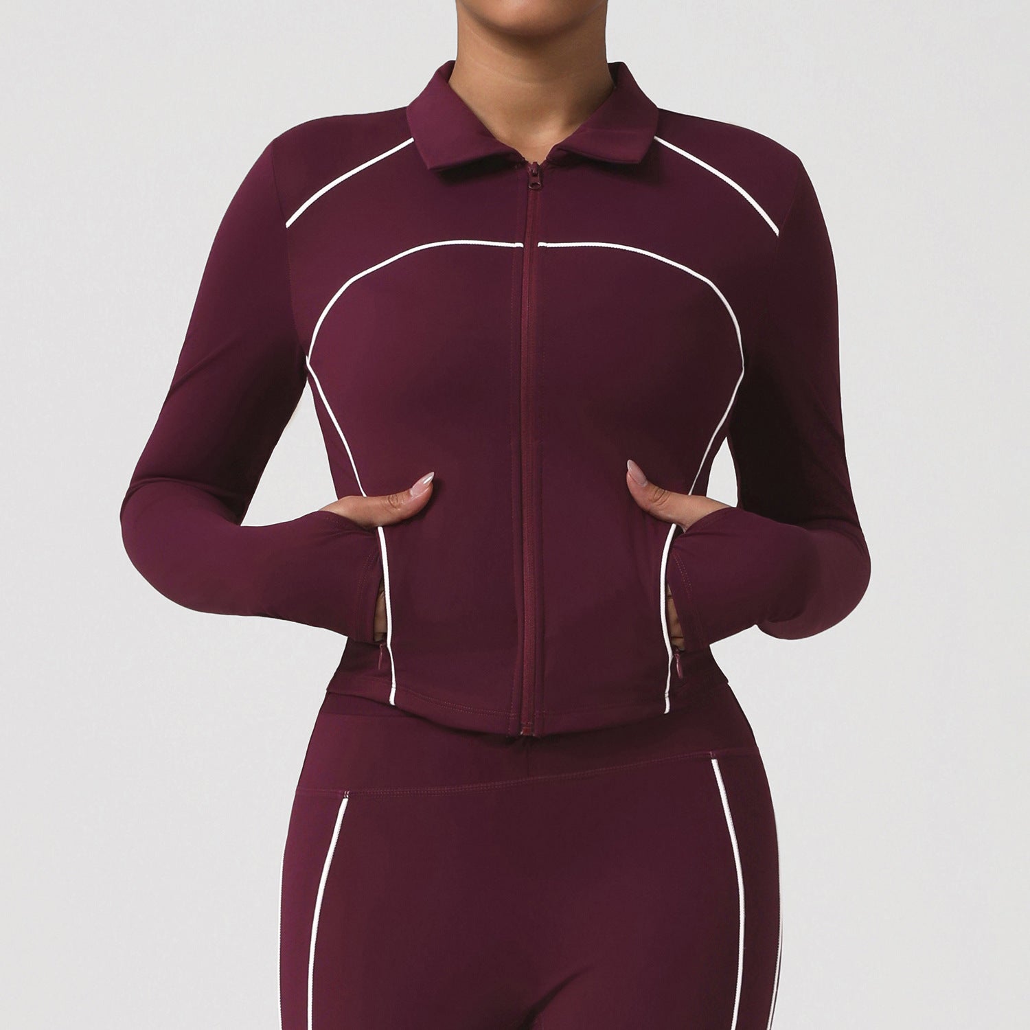 HERA FIT - Autumn Winter Sports  Wear Zipper Open Close Long Sleeve