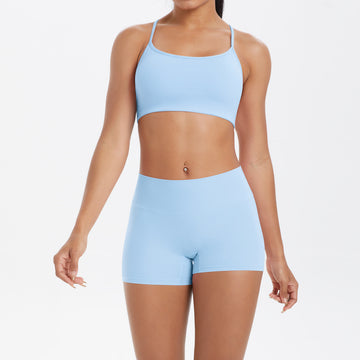 HERA FIT - Yoga Wear Sexy Skin Friendly Beauty Back Sling Sports Bra High Waist Breathable Shorts Tights Fitness Set