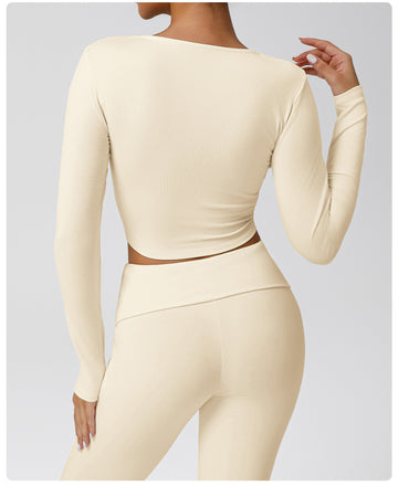 HERA FIT -  Fitness Cardigan Top Fall Winter Slim Show Umbilical Long Sleeve Yoga