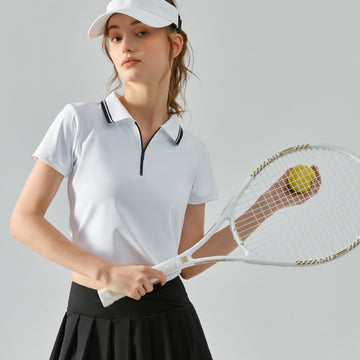 HERA FIT - Half Zipper Polo/ Short Sleeve  Fitness Top