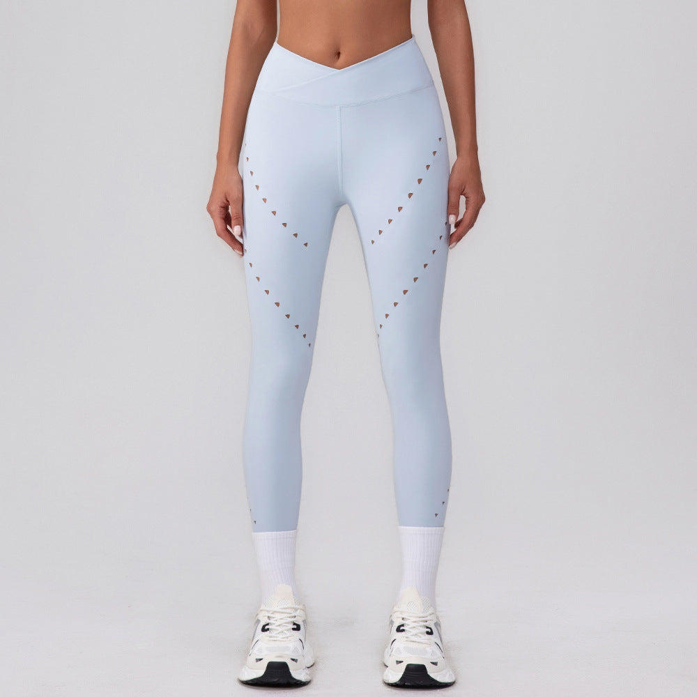 HERA FIT - Quick Drying Sexy Inverted Triangle Sports Yoga Trousers Outer Wear Workout Ankle Length Pants Seamless Jogging Clothes Women