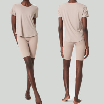 HERA FIT - Short Sleeve Yoga Suit  Two Piece Workout Sportswear