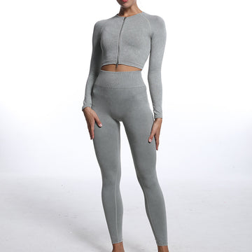 HeraFit - Autumn Winter Long Sleeve Zipper Yoga Set