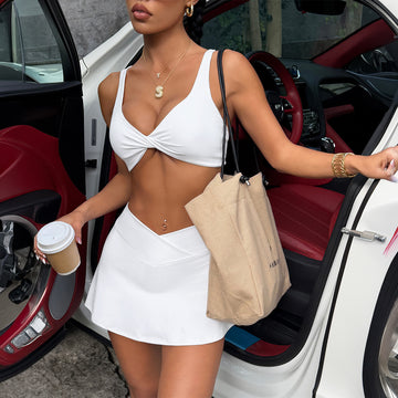 HETA FIT - Sports Yoga Straps Bra Short Skirt Two Piece Sets Women Clothing Spring Summer