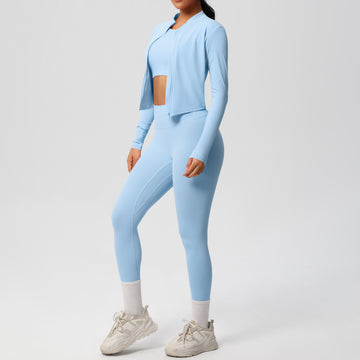 Hera Fit -  Zip Long Sleeve Coat/ Workout Clothes Yoga /Three Piece Set