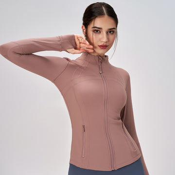 HERA FIT -Sports Coat for Women Autumn Winter Zipped Stand Collar Slim Fit Sports Outdoor Long Sleeve Yoga Sports Women Coat Autumn