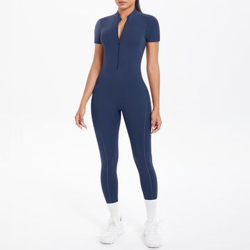 HERA FIT - Open Collar Zipper with Chest Pad / One Piece/ Fitness Sports Jumpsuit