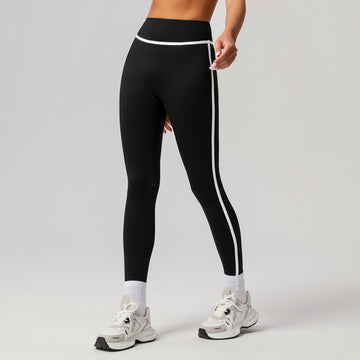 HERA FIT - Nude Feel Contrast Color High Waist Yoga Pants Running Workout Ankle Length Pants Outer Wear Skinny Hip Raise Sports Trousers