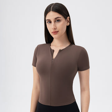 Hera Fit - Front Zipper with Chest Pad /Workout Top/  T shirt