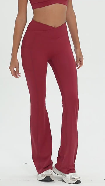 HERA FIT - Wide Leg Pants High Waist Hip Lift Yoga Bootleg Pants Outerwear Fitness Pants Tight Sports Pants Women