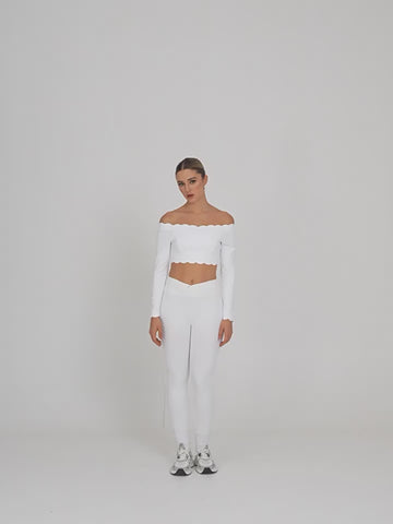 HERA FIT -  Fitness off Shoulder Long Sleeved T shirt Casual Sports Slim Fitting Top with Pad